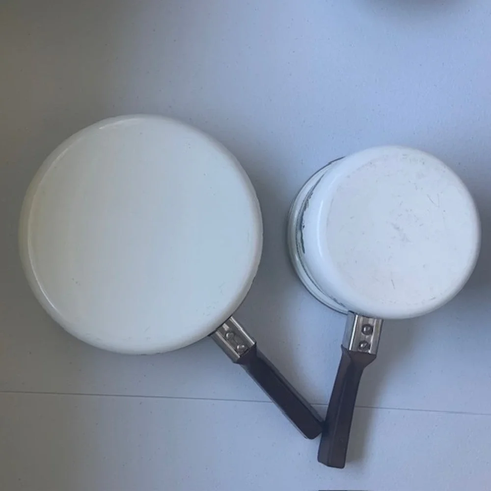 Vintage Floral Enamelware Saucepan Set w Lids Cottagecore Retro Kitchen